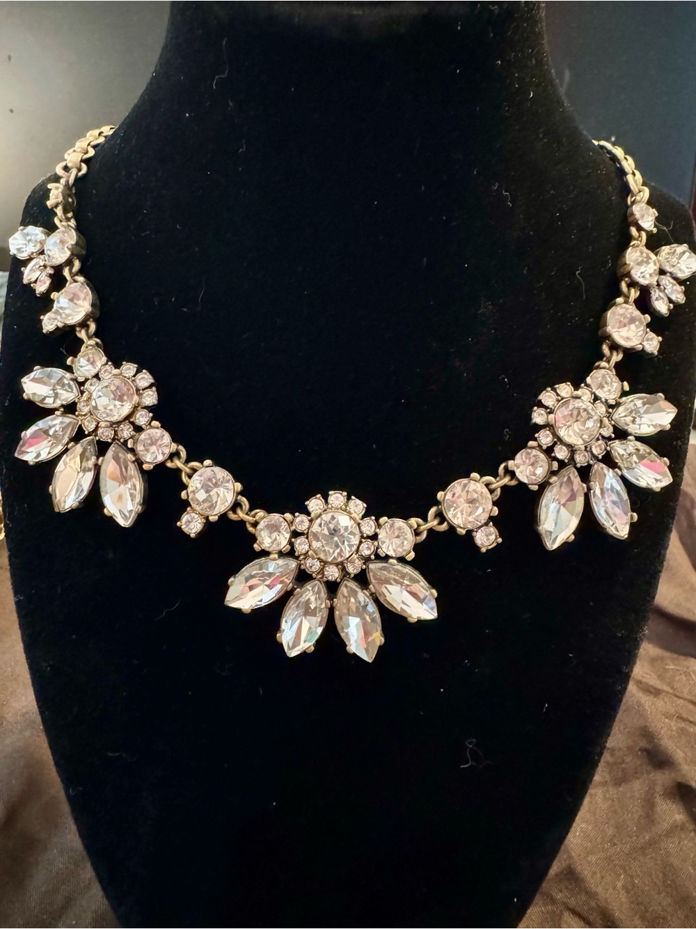 J. Crew Gold-Tone Clear Crystal Bib Necklace